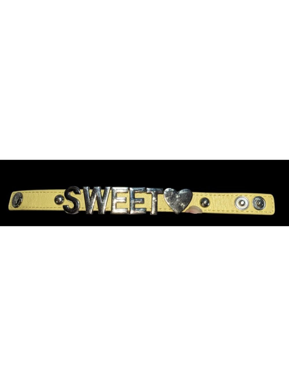 Y2K Sweet BCBGeneration Yellow Leather Heart Statement Bracelet